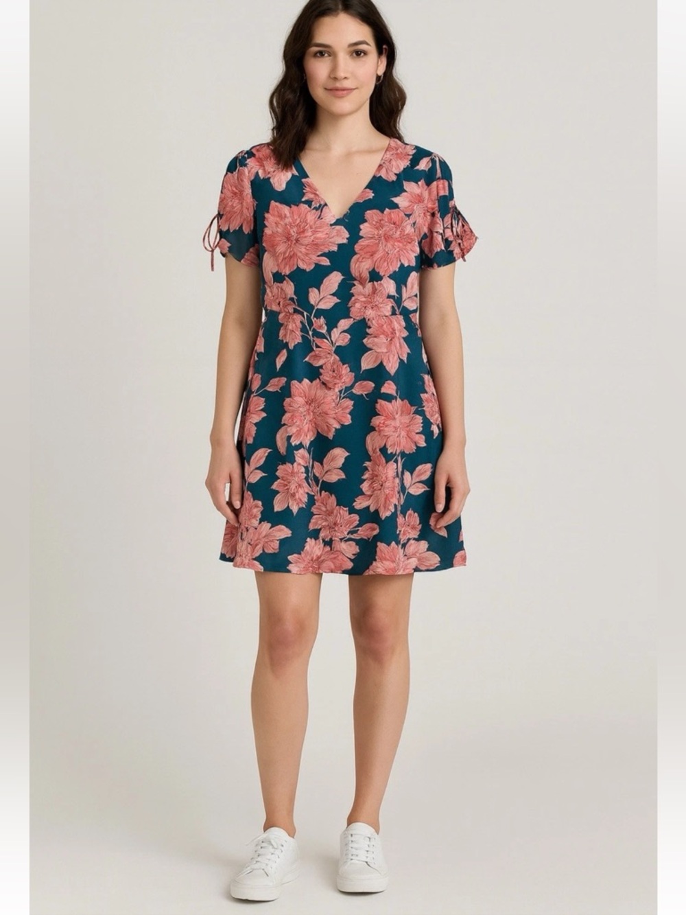 J.Crew Mercantile Spring Floral Printed Short Sleeve Tie Shoulder Dress Size 8
